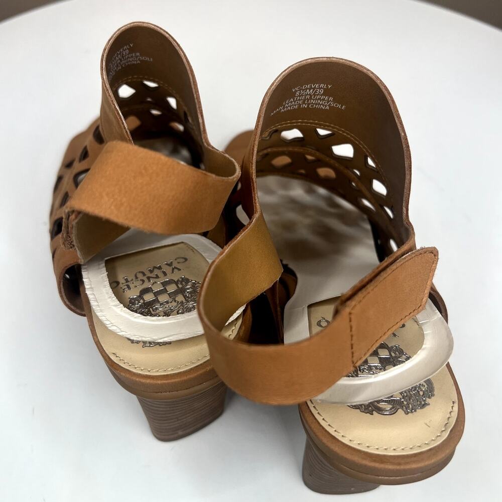 NWOT Vince Camuto Deverly Cutout Nubuck Heeled Sandals 8.5 - Picture 2 of 7